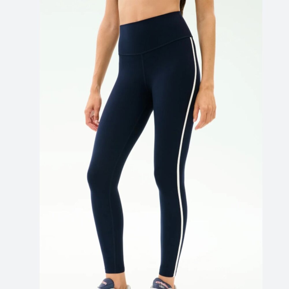 Splits59 Amber Airweight High Waist 7/8 Legging in Indigo Blue White L $128